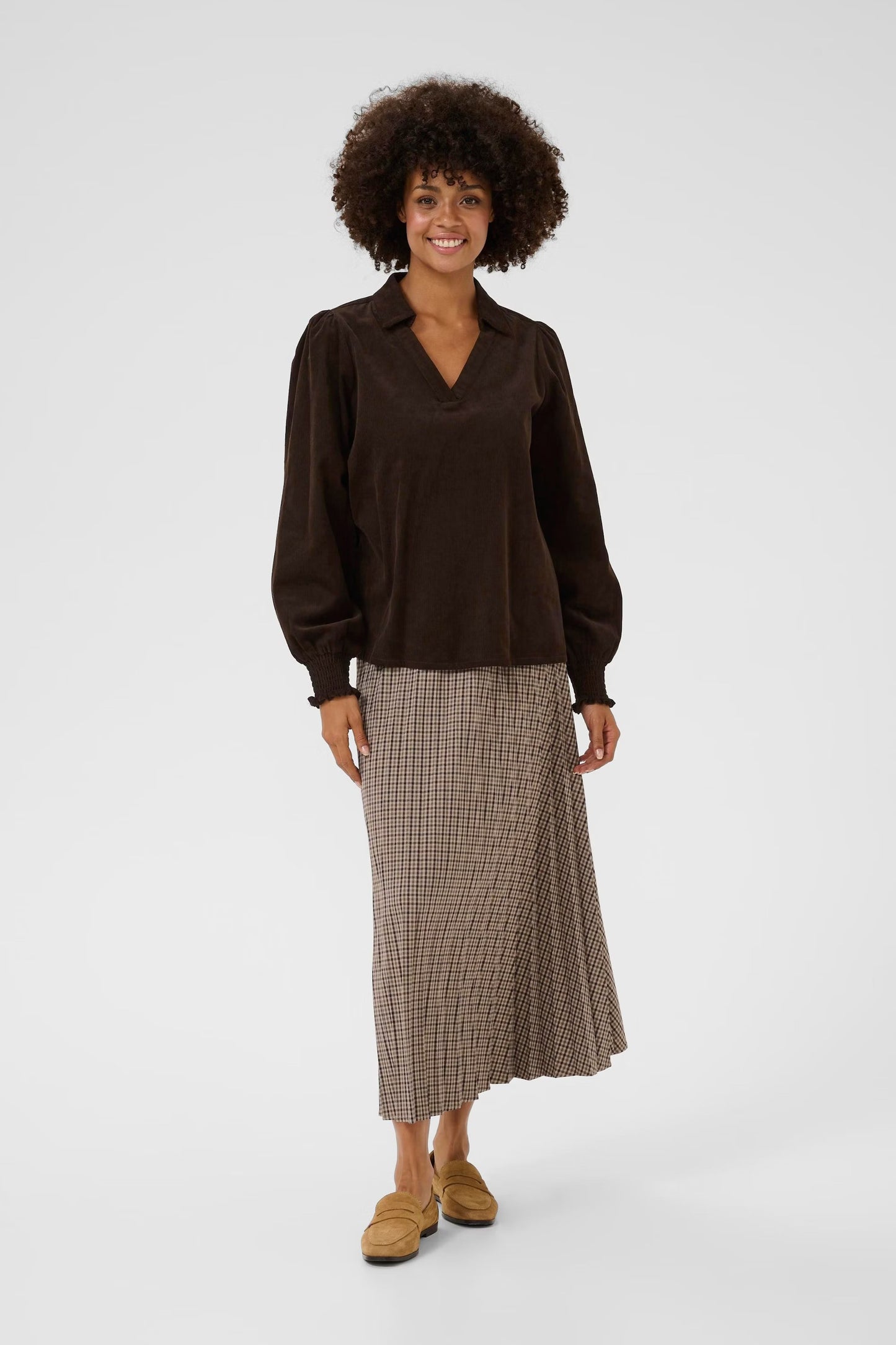 Culture | Chemise Velour côtelé 'Rhaena' | Marron