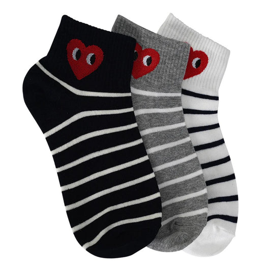 Limlim | Chaussettes motif coeur - Rayées marine