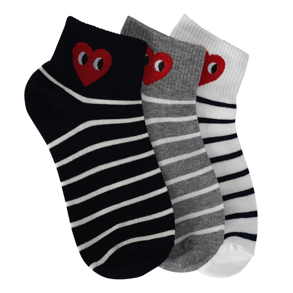 Limlim- Chaussettes motif coeur - Rayées gris