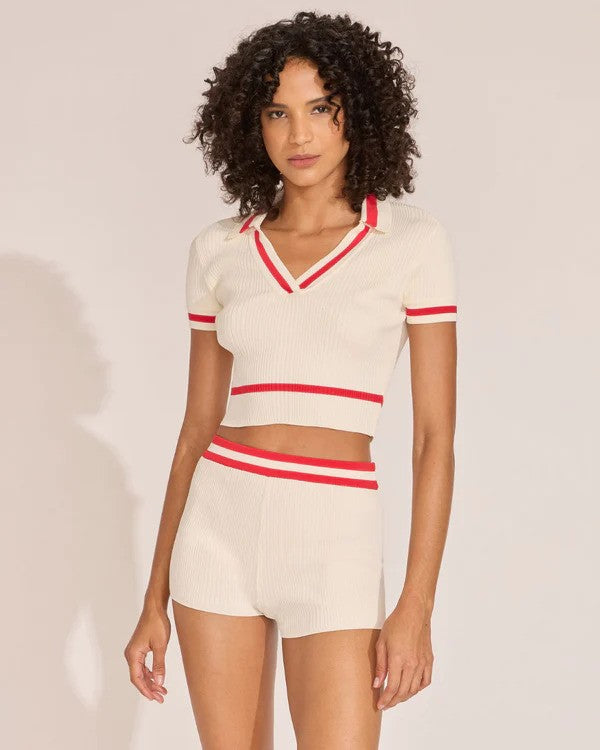 SOLID & STRIPED | Le short ''RONNIE" - Beige/Rouge