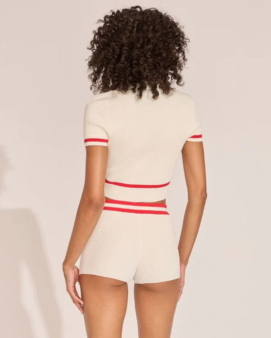SOLID & STRIPED | Le short ''RONNIE" - Beige/Rouge