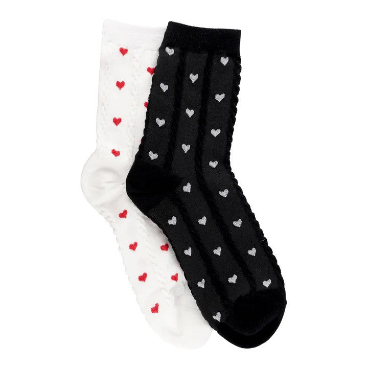 Limlim | Chaussettes collerette motif coeur - Noir