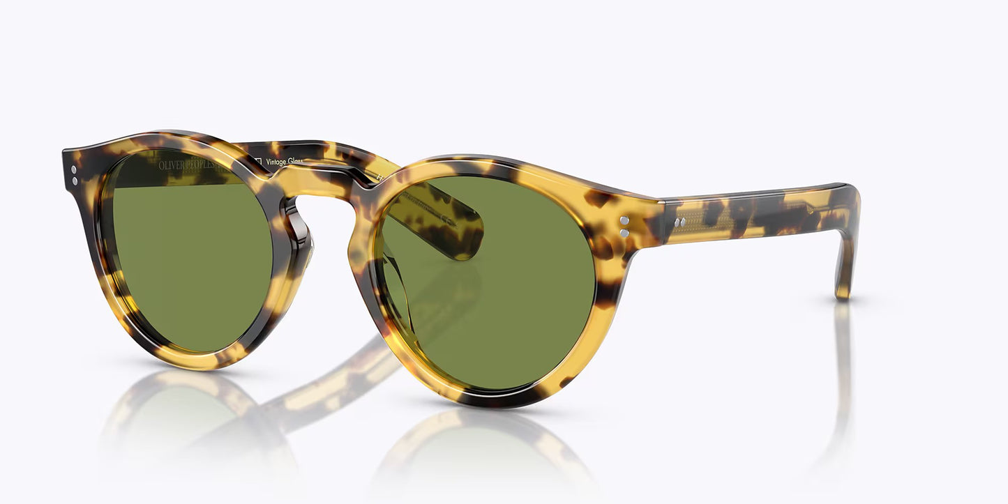 Oliver Peoples Martineaux round sunglasses in brown and tortoiseshell yellow, green