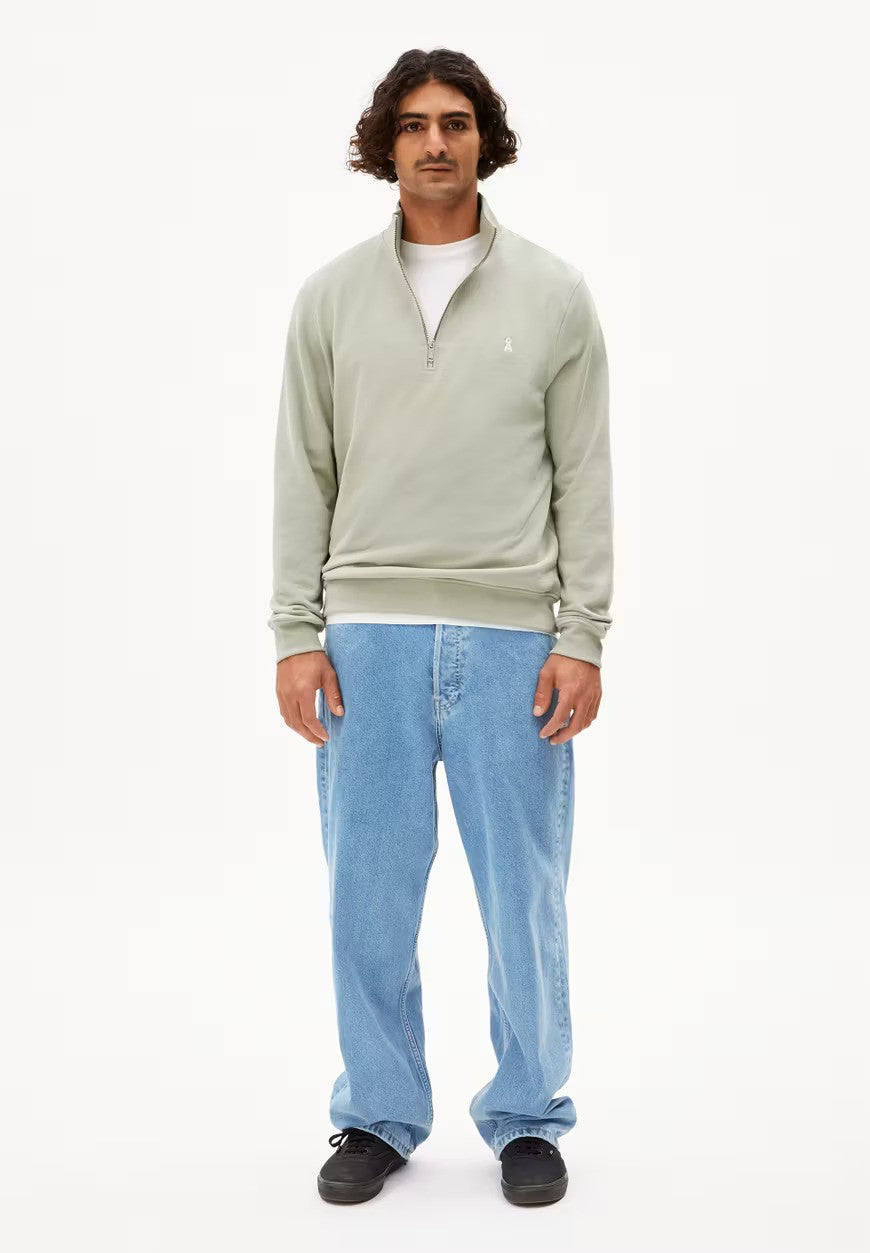 ARMEDANGELS | Sweatshirt demi-zip "WAARLO" - Vert sauge