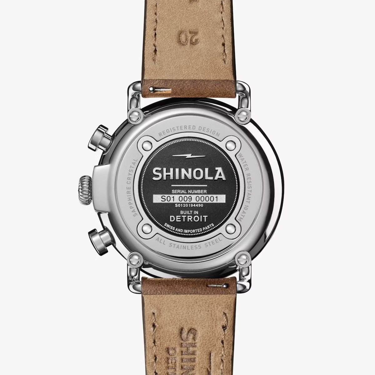 Shinola - Montre Runwell Chrono 41 mm - Bleu nuit / Tan britannique