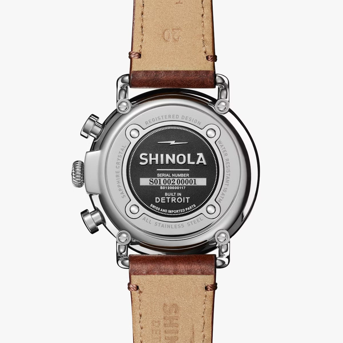 Shinola - Montre Runwell Chrono 41 mm - Cadran bleu royal / Teck