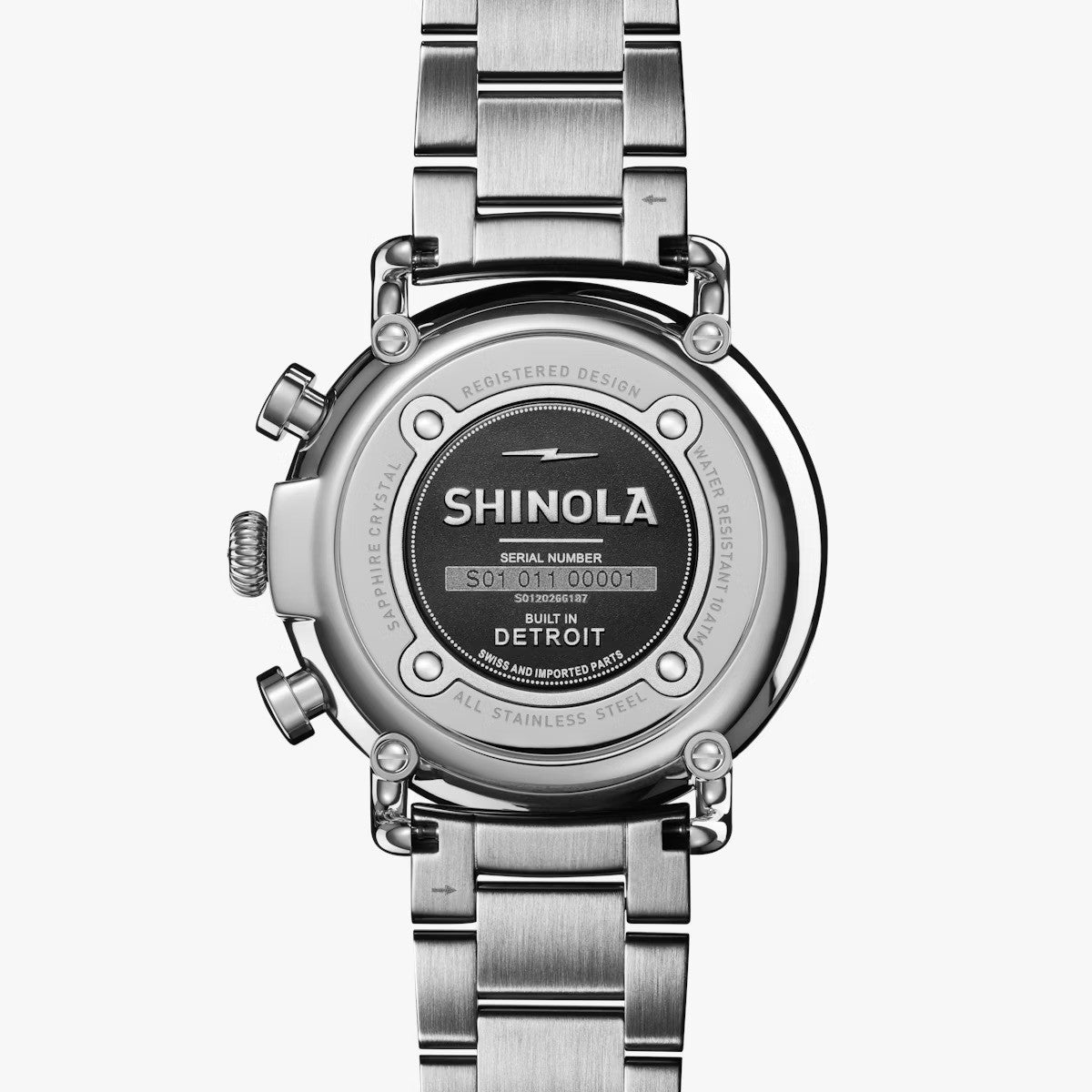 Shinola - Montre Runwell Chrono 41 mm - Noir / bracelet en acier inoxydable