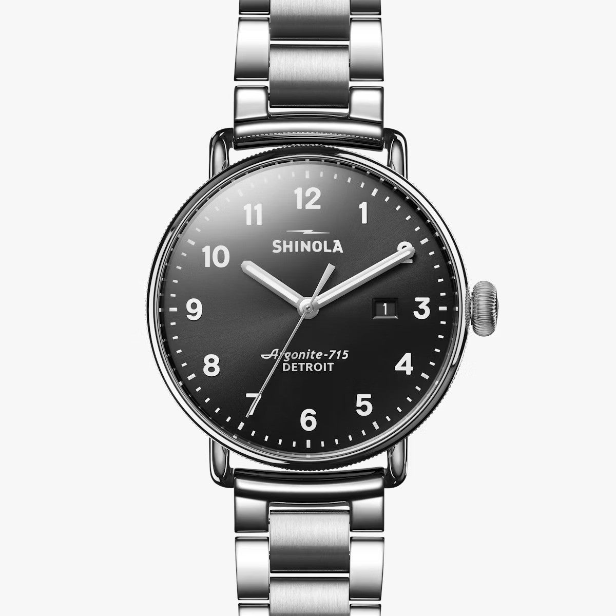 SHINOLA - Montre Canfield 43 mm - Bleu nuit /bracelet argenté