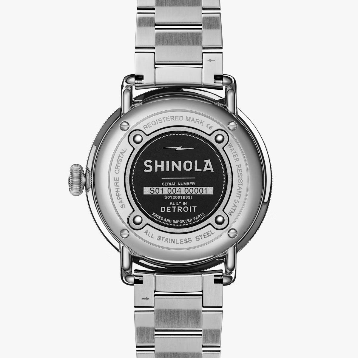 SHINOLA - Montre Canfield 43 mm - Bleu nuit /bracelet argenté