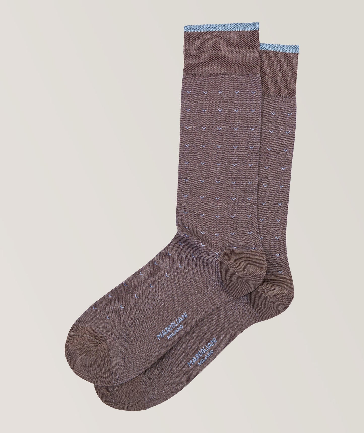Marcoliani - Chaussettes en coton pima à motif Volo - Taupe / Bleu