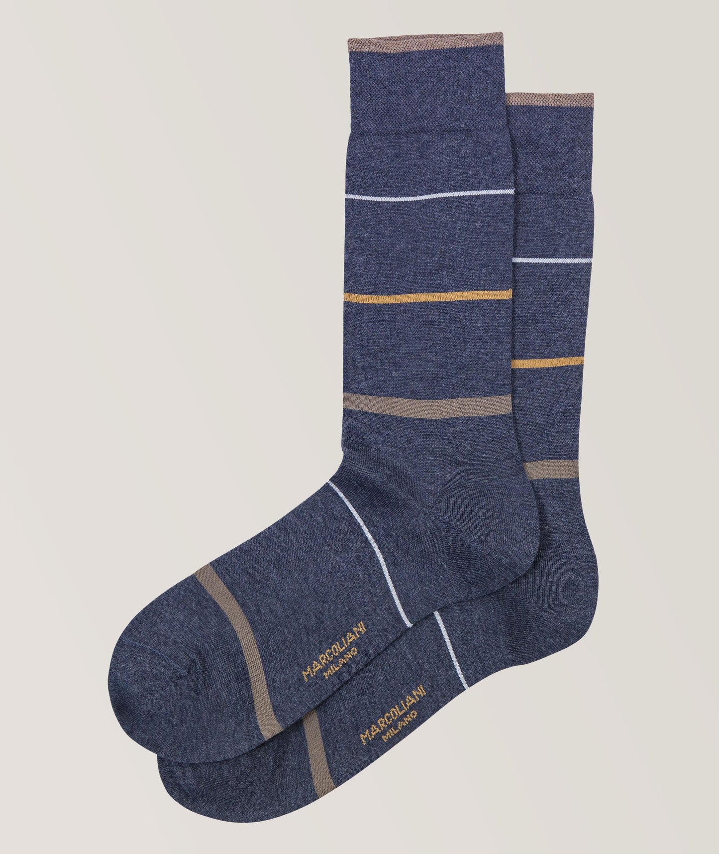 Marcoliani - Chaussettes en mélange de coton pima à rayures - Bleu