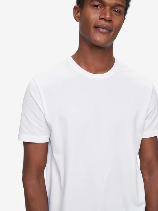 Derek Rose | T-shirt ''RAMSAY'' en coton piqué et Tencel  - Blanc