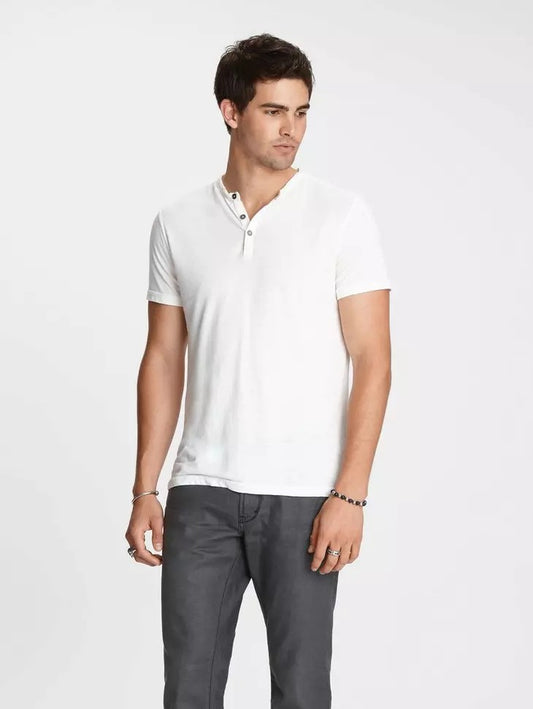 John Varvatos |  Le T-shirt Henley ''Burnout'' à manches courtes - Sel blanc