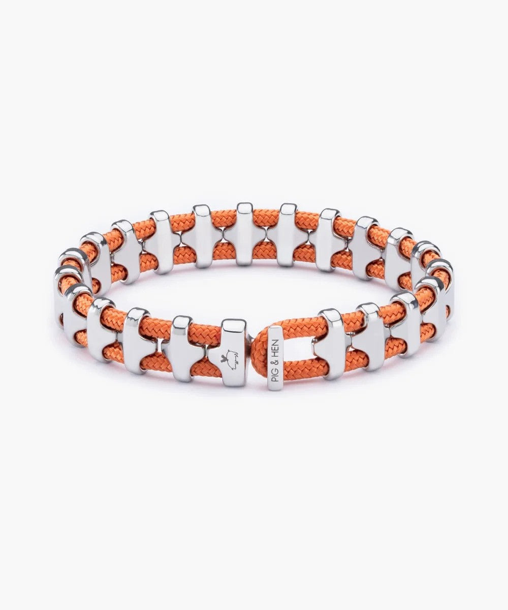 Pig & Hen | Bracelet "Bold Bob" - Orange saumon/Argent