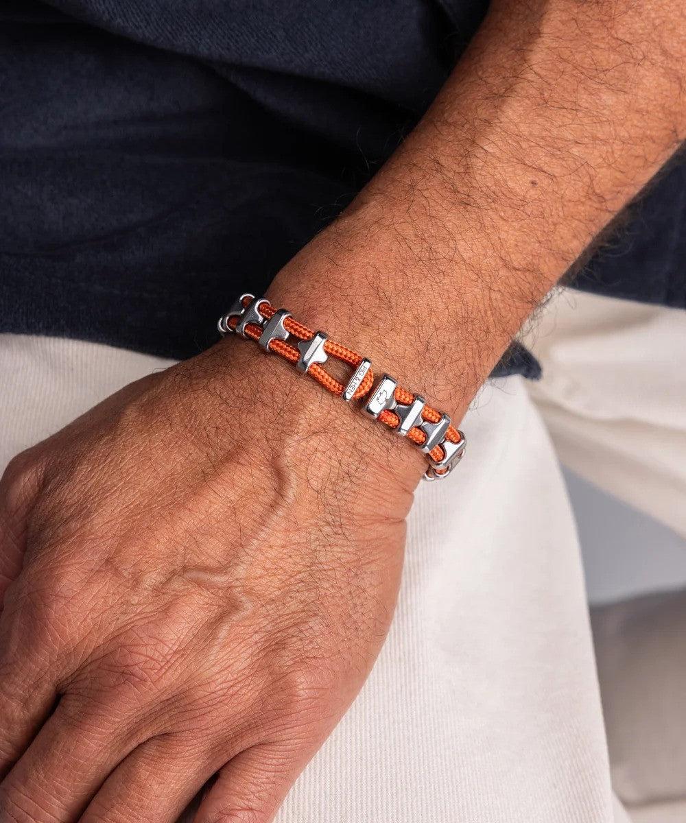 Pig & Hen | Bracelet "Bold Bob" - Orange saumon/Argent