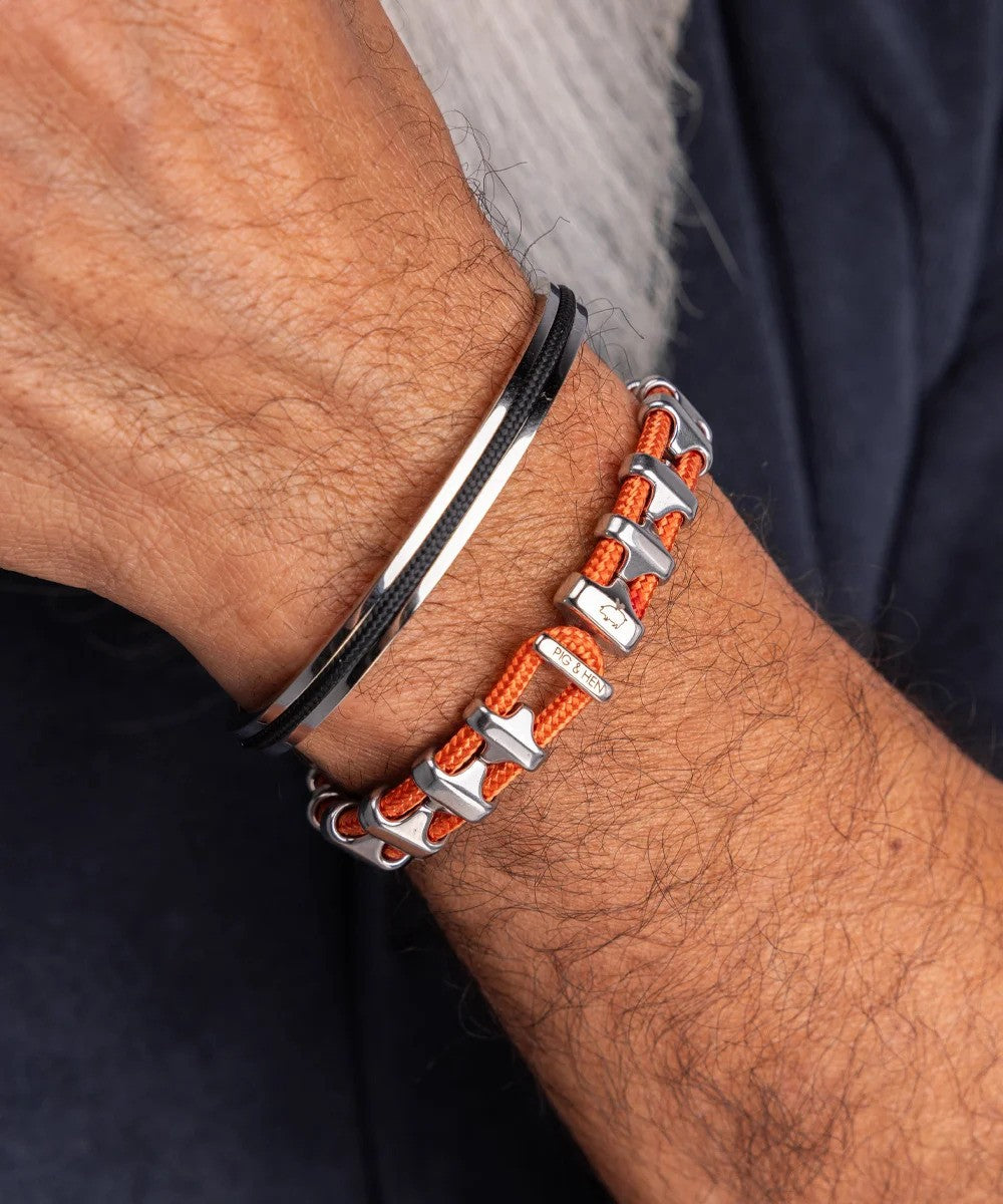 Pig & Hen | Bracelet "Bold Bob" - Orange saumon/Argent