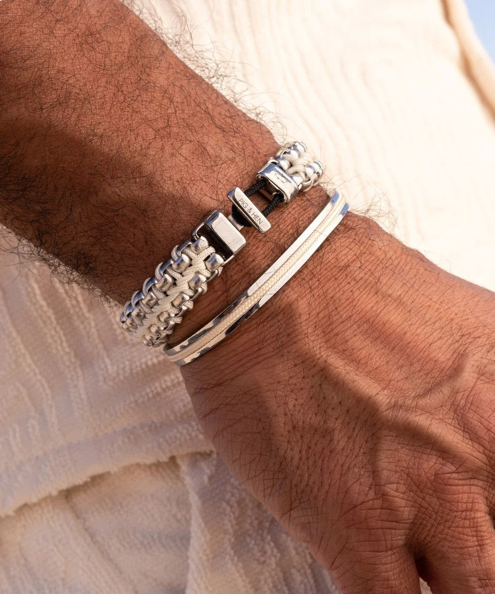Pig & Hen | Bracelet Catena Venetian DBL - Crème/Argent