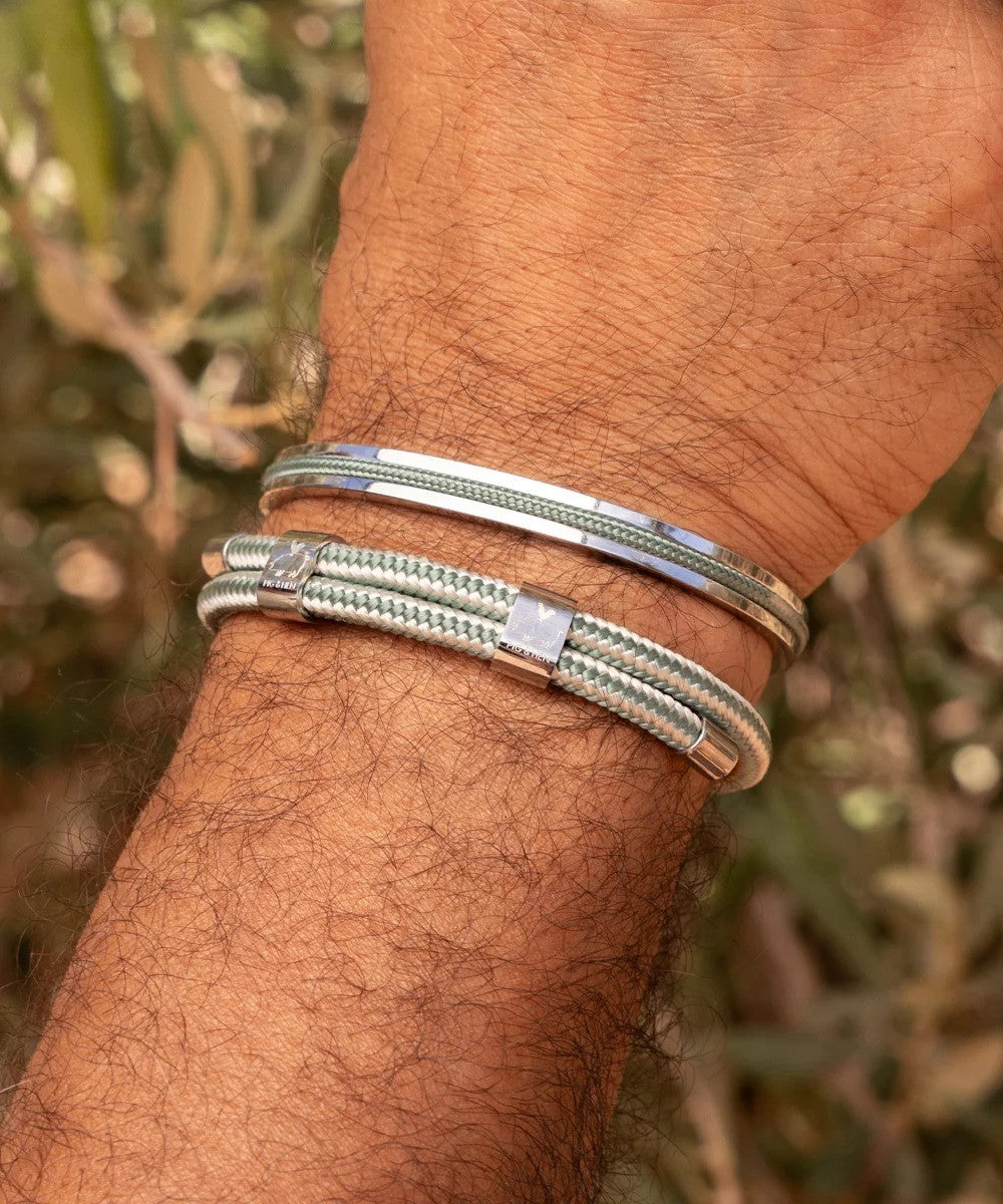 Pig & Hen | Bracelet ''Navarch 6 mm'' - Vert Atlas / Argent