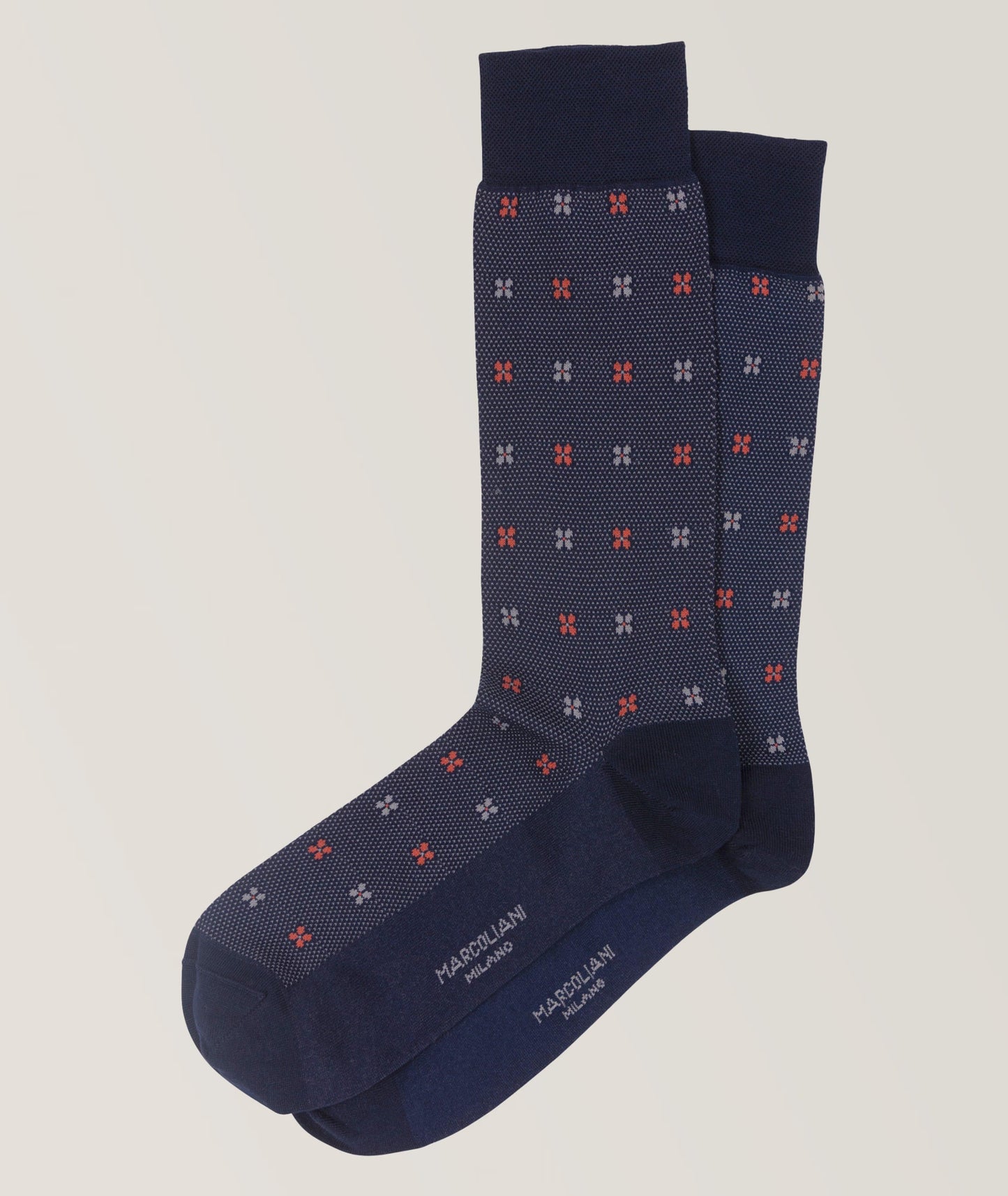Marcoliani - Chaussettes en mélange de coton à motif floral - Bleu rouge