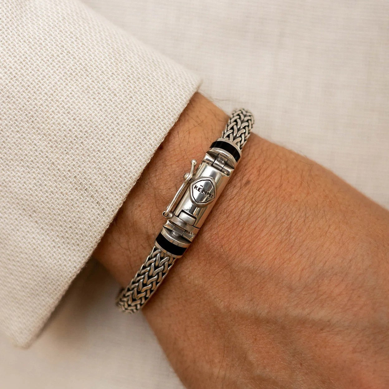 Kemmi  | Bracelet ''Snake'' Argent et Onyx