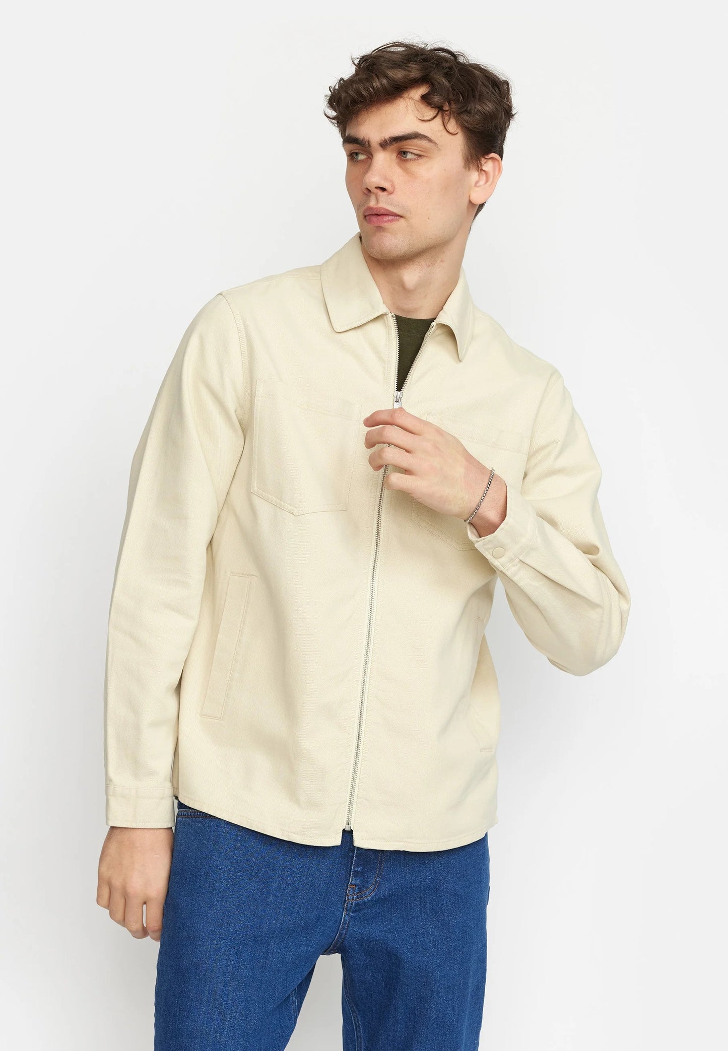 Revolution | La surchemise zippée en coton bio - Blanc cassé