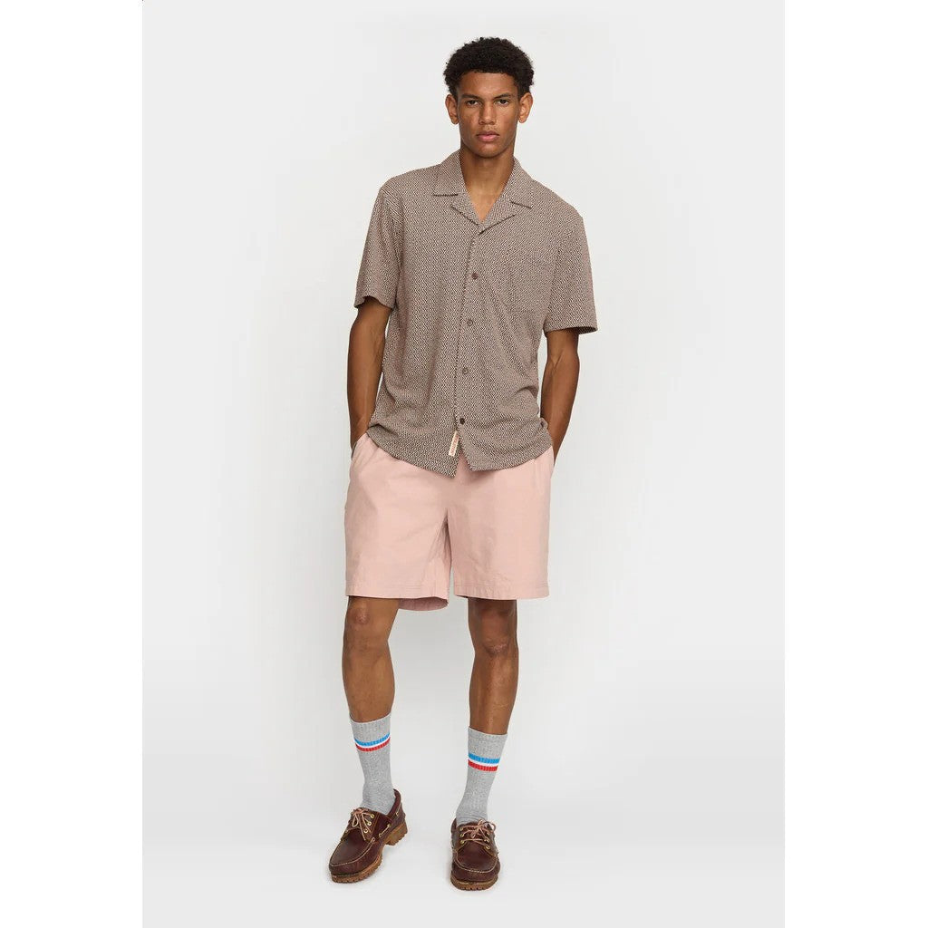 Revolution | Chemise cubaine à manches courtes en jacquard - Marron