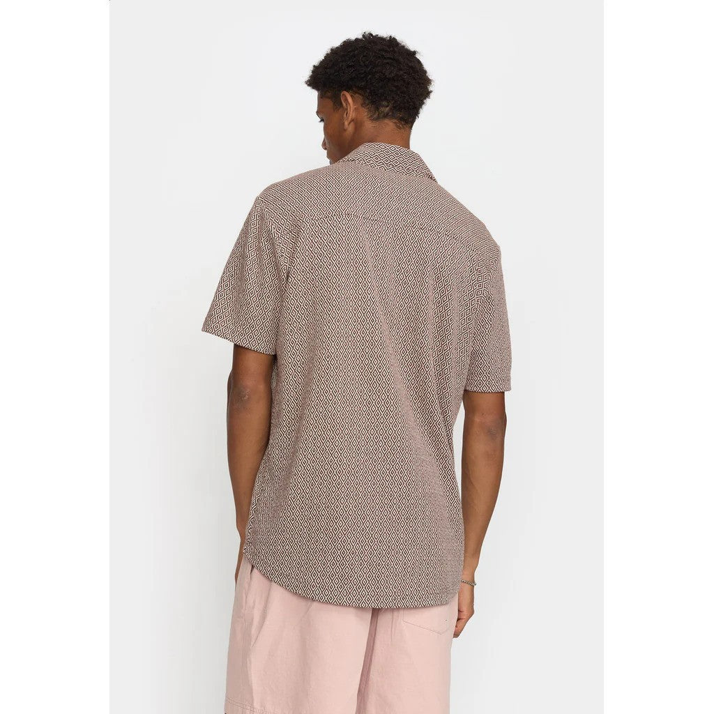 Revolution | Chemise cubaine à manches courtes en jacquard - Marron