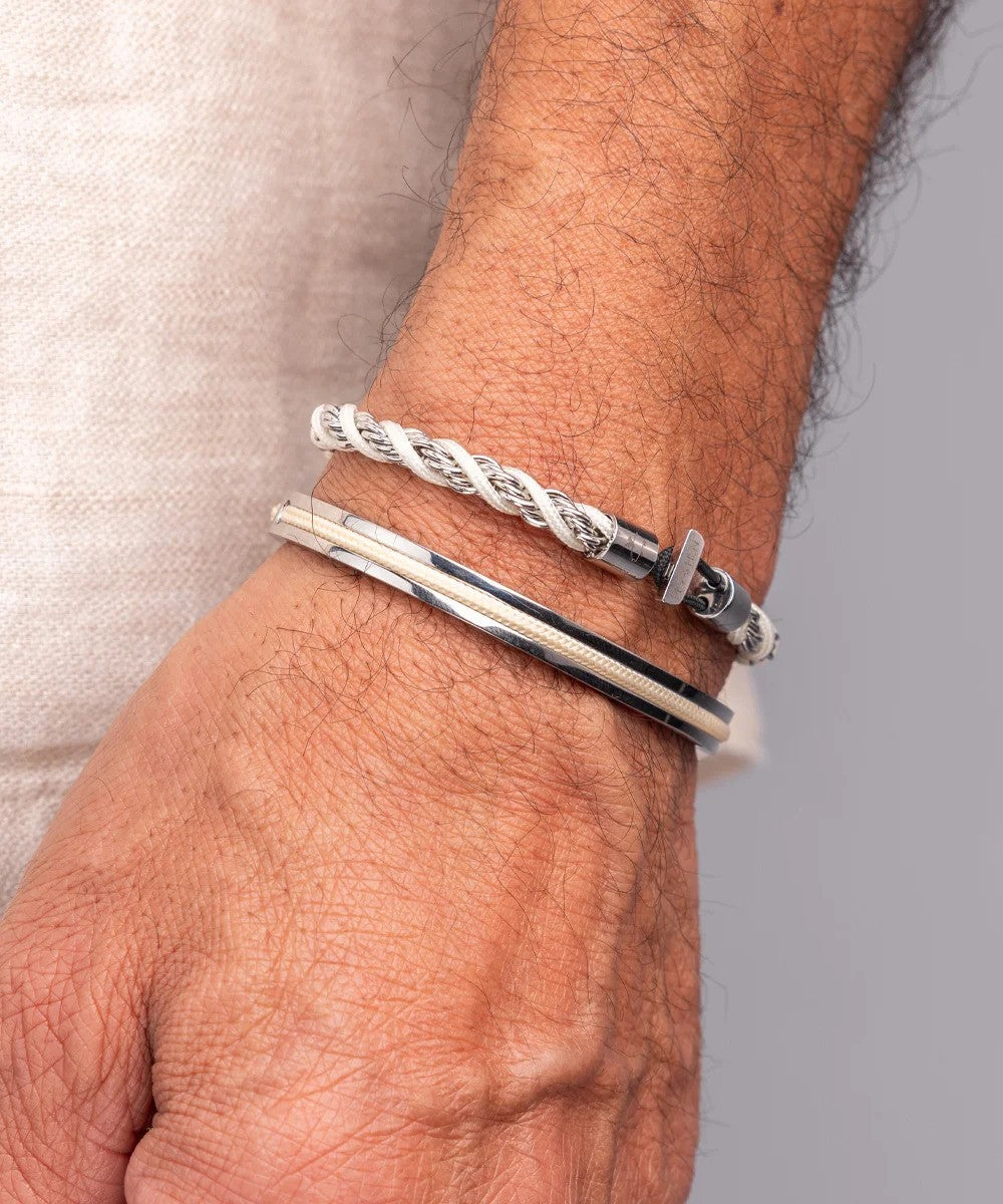 Pig & Hen | Bracelet ''Catena Twisted'' - Crème/Argent