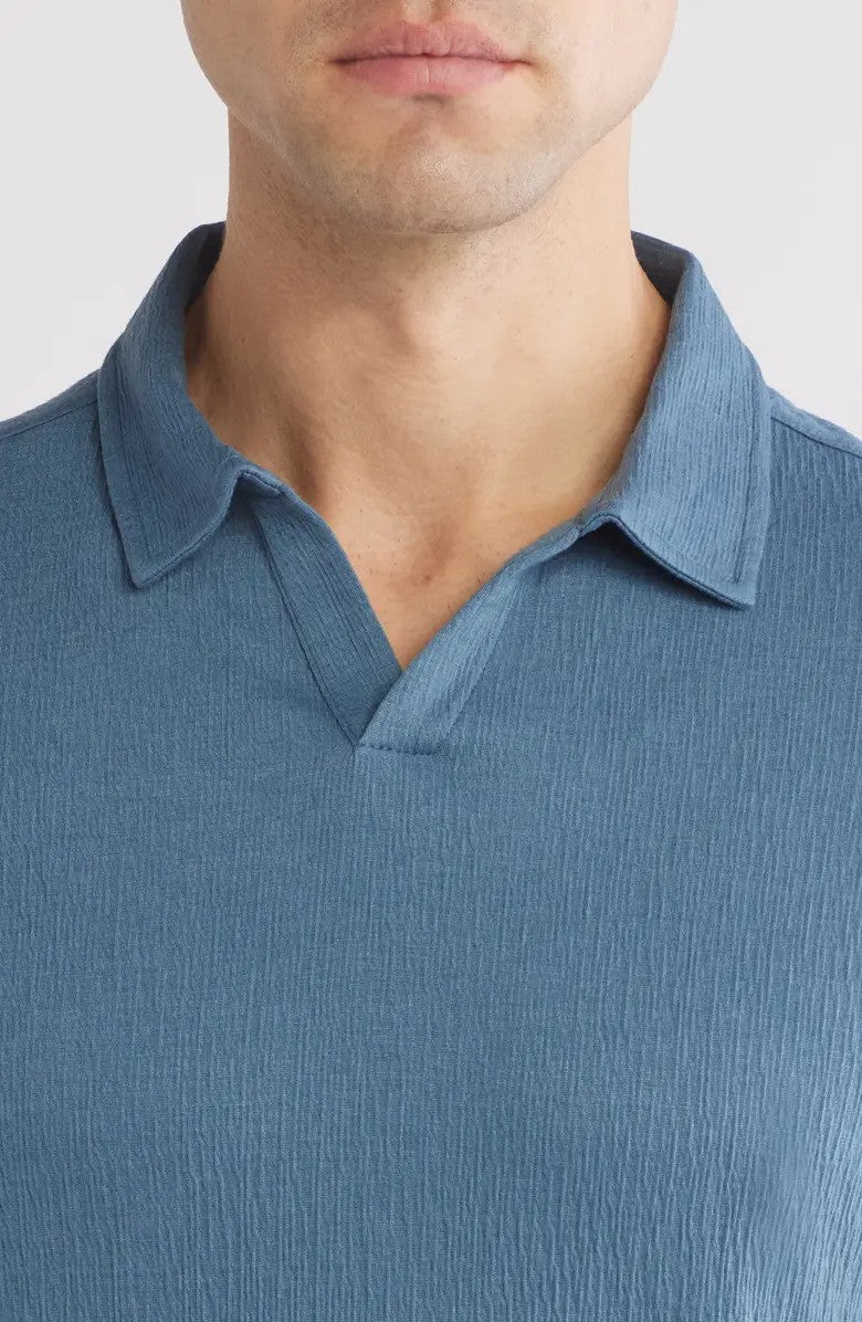 Robert Barakett | Le Polo texturé ''Basil Road'' - Bleu océan