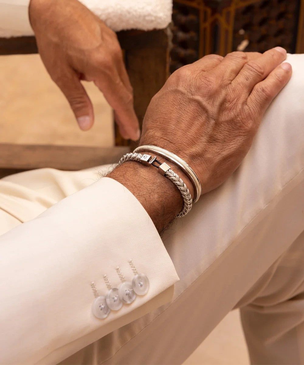 Pig & Hen | Bracelet ''Catena Foxtail'' - Crème / Argent