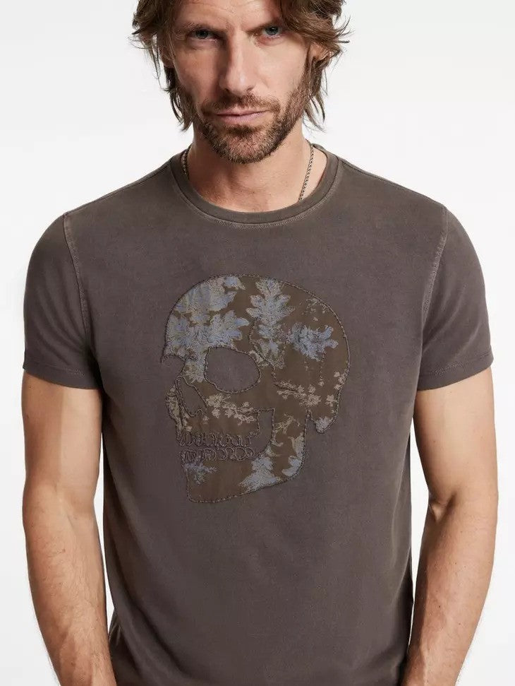 John Varvatos |  Le tee-shirt à motifs de tête de mort appliqué -  huile de forage