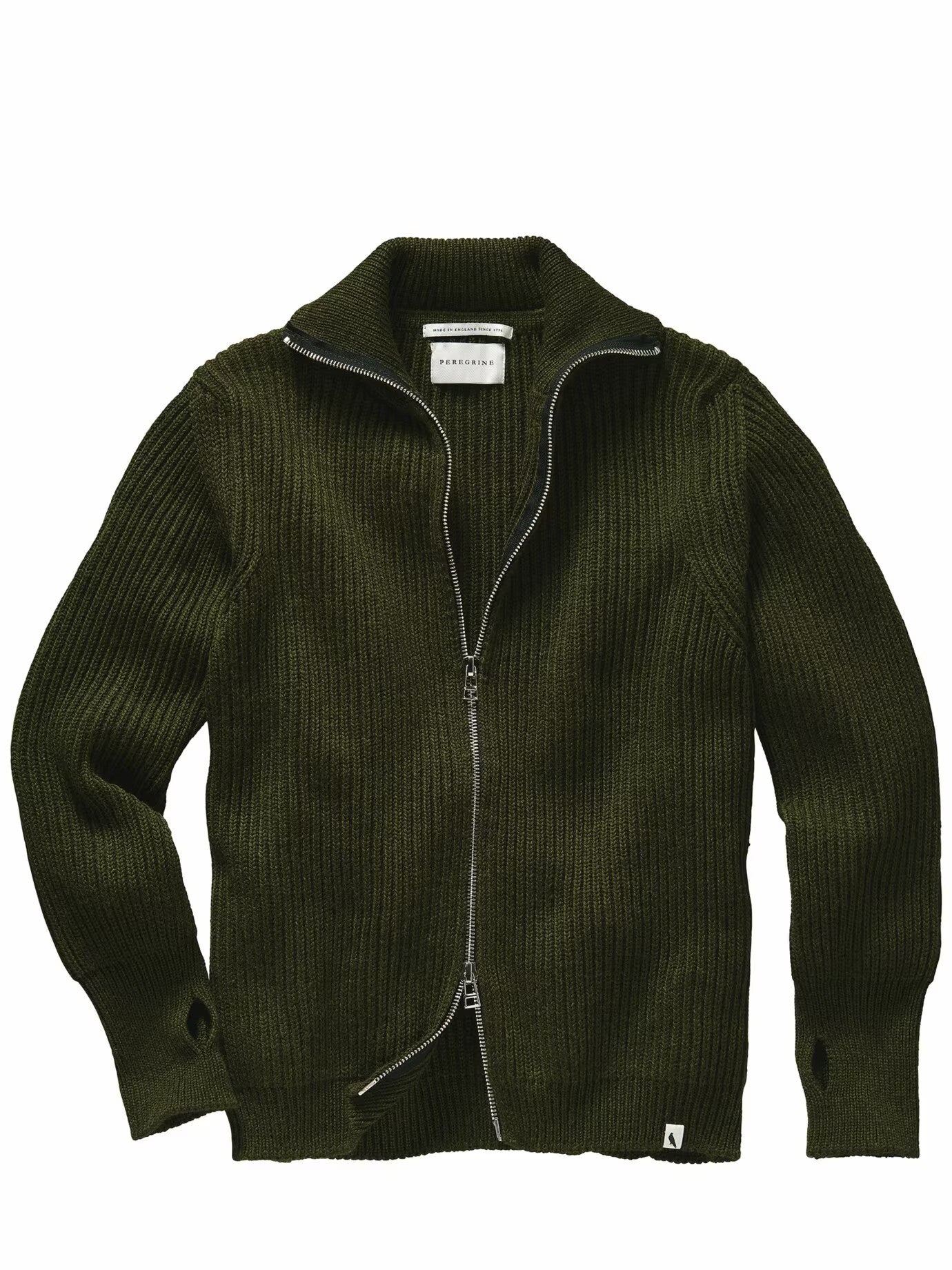 Peregrine | Le Cardigan ''Fisherman'' en laine mérinos - Olive