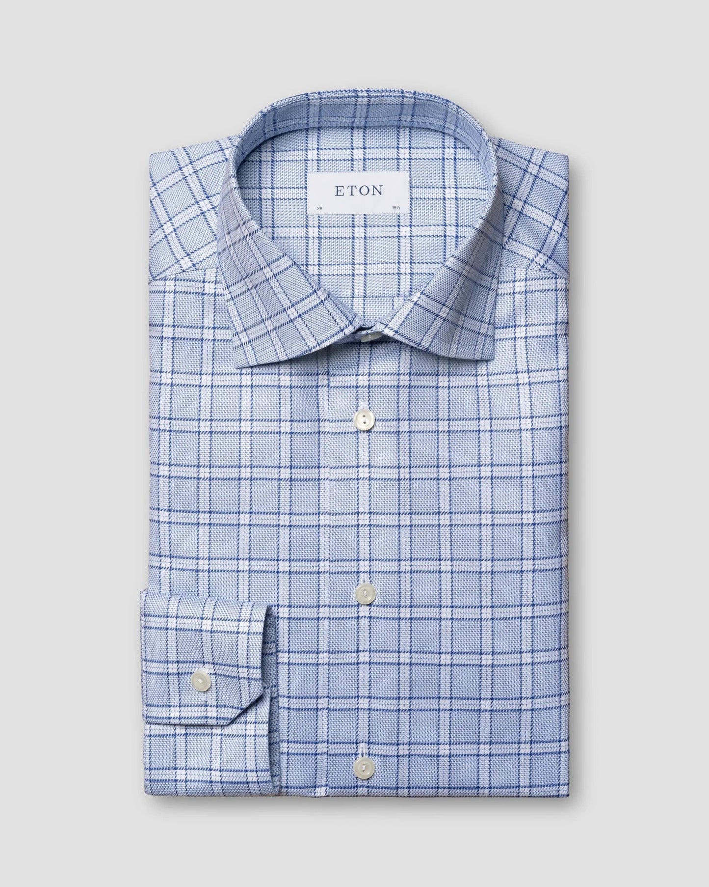 Eton | Chemise à carreaux en sergé - Bleu foncé