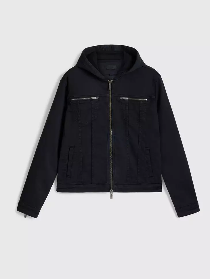 John Varvatos | La veste en jean stretch à capuche ''Scott'' - Noir