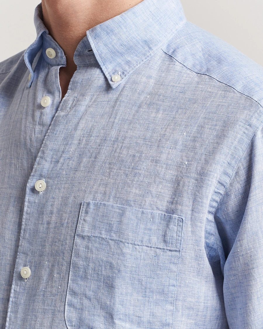 Eton | Chemise à col boutonné en lin Slim Fit - Bleu clair