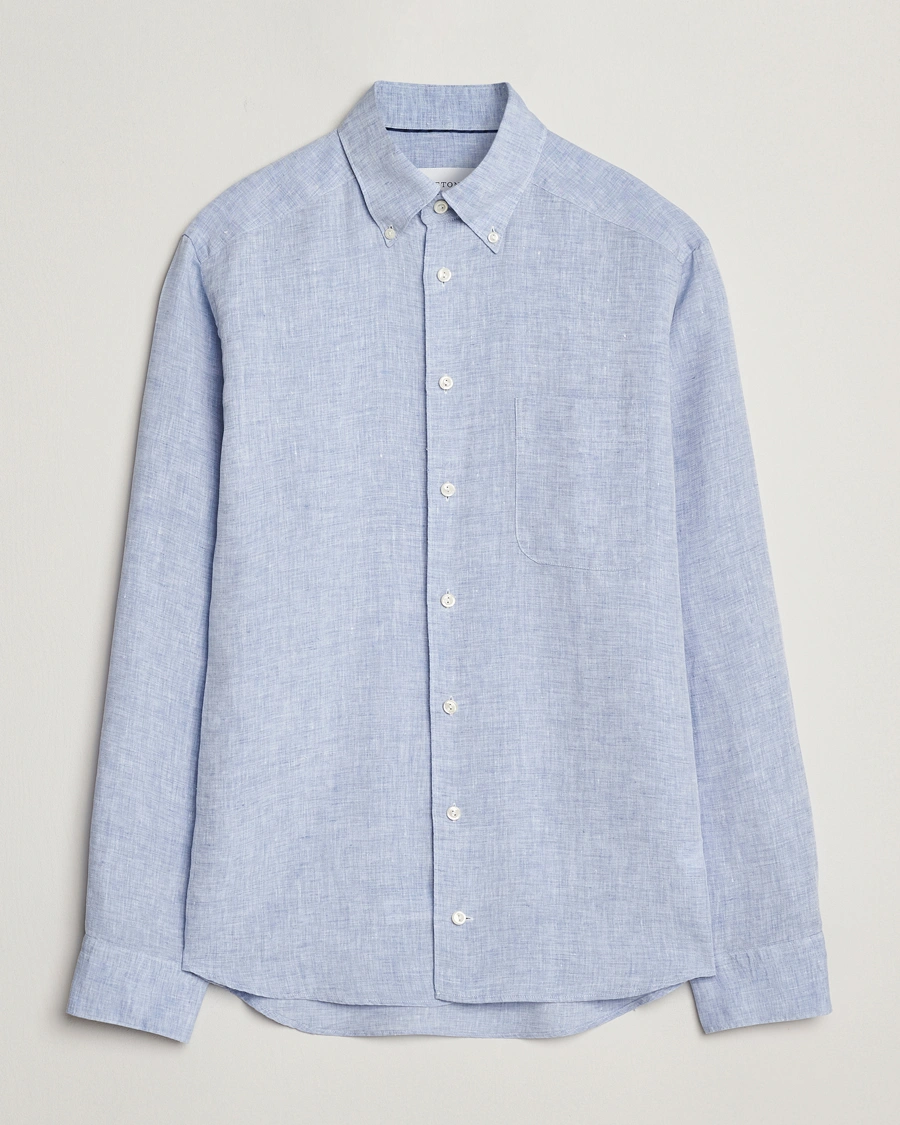 Eton | Chemise à col boutonné en lin Slim Fit - Bleu clair