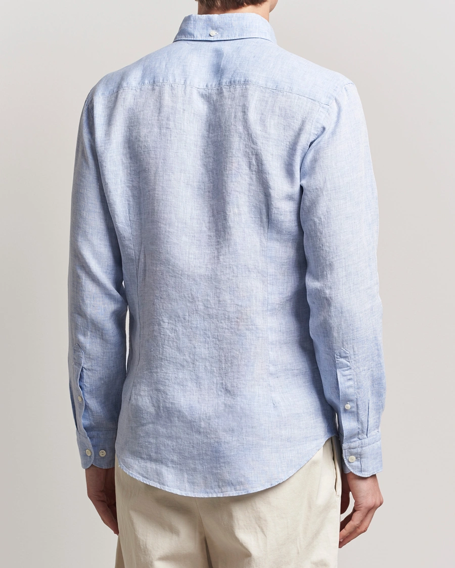 Eton | Chemise à col boutonné en lin Slim Fit - Bleu clair