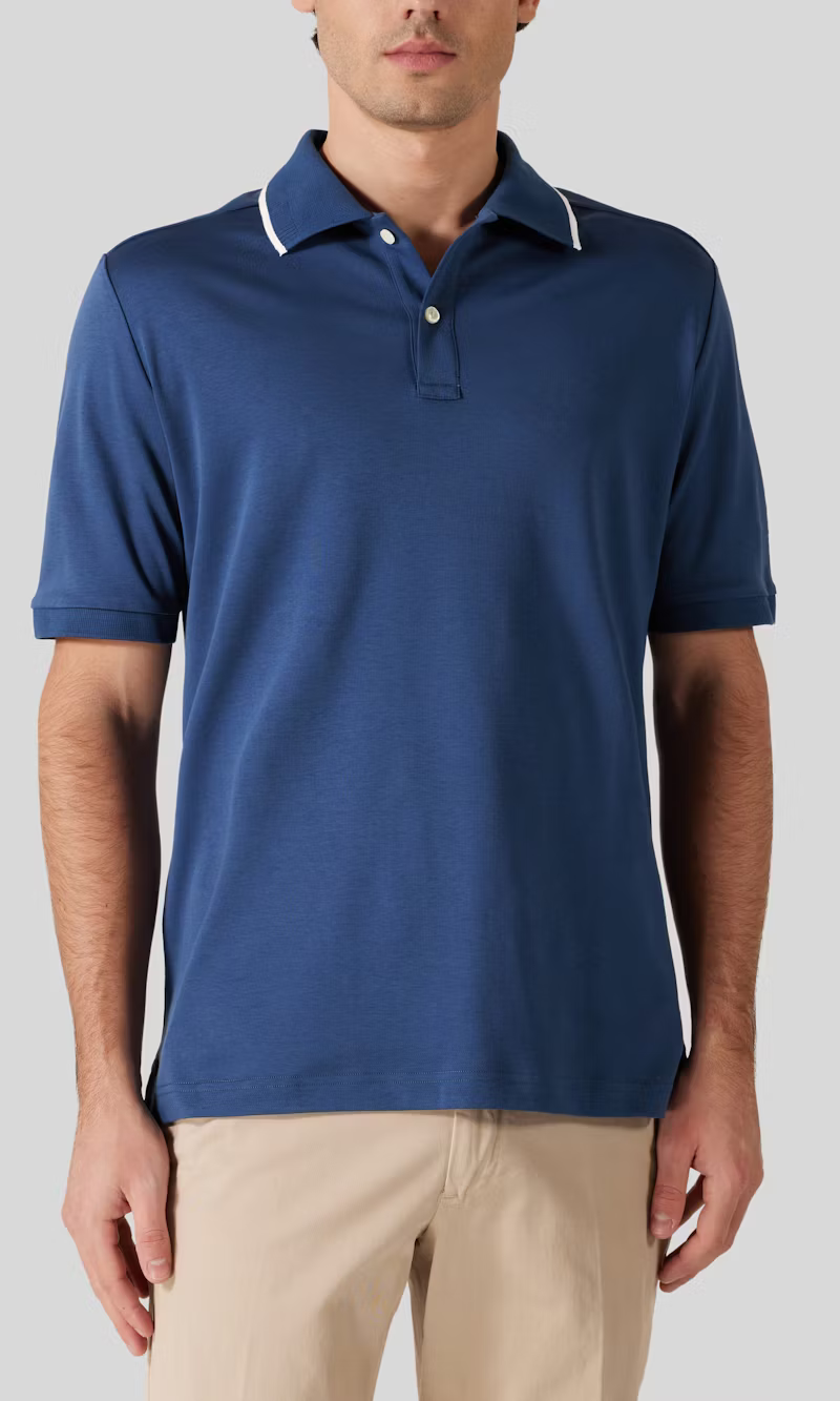 Eton | Polo en coton Supima Interlock - Bleu