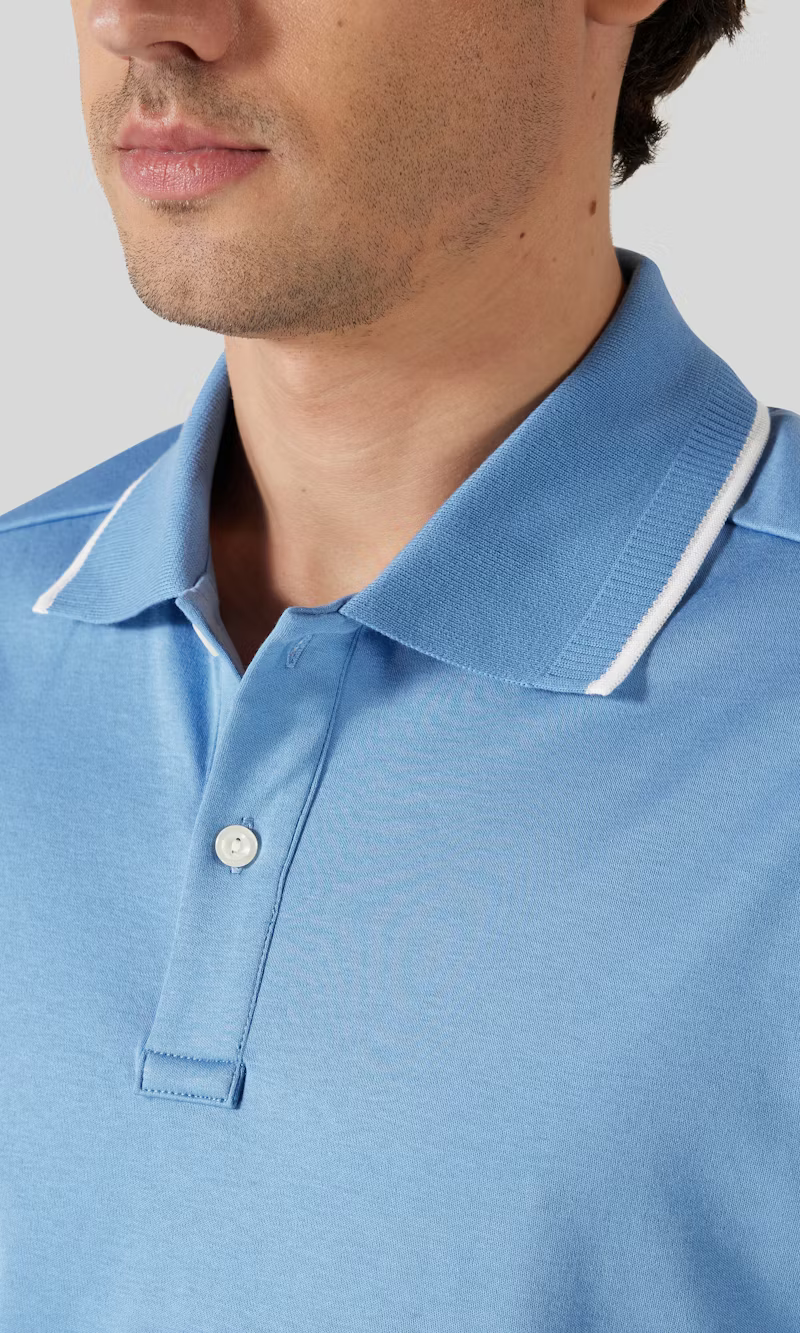 Eton | Polo en coton Supima Interlock - Bleu clair