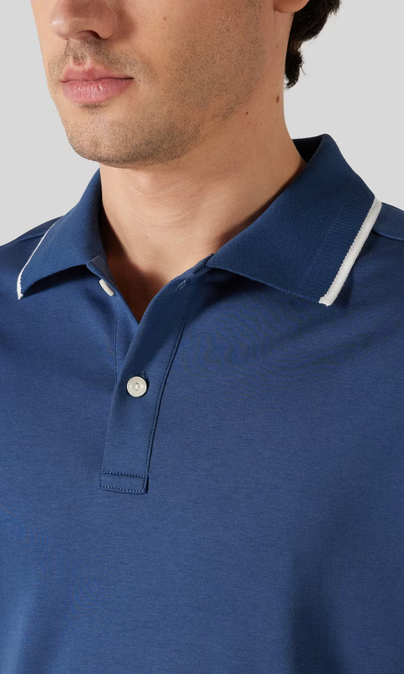 Eton | Polo en coton Supima Interlock - Bleu