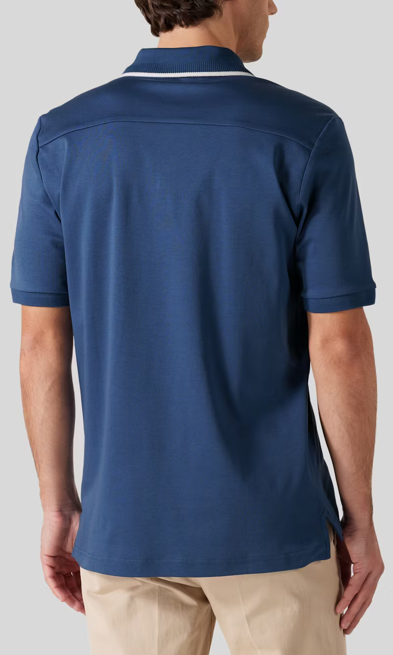 Eton | Polo en coton Supima Interlock - Bleu