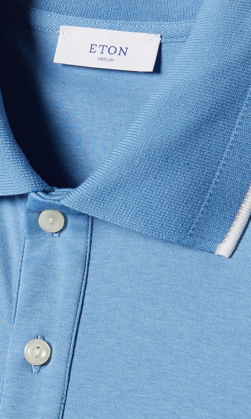 Eton | Polo en coton Supima Interlock - Bleu clair