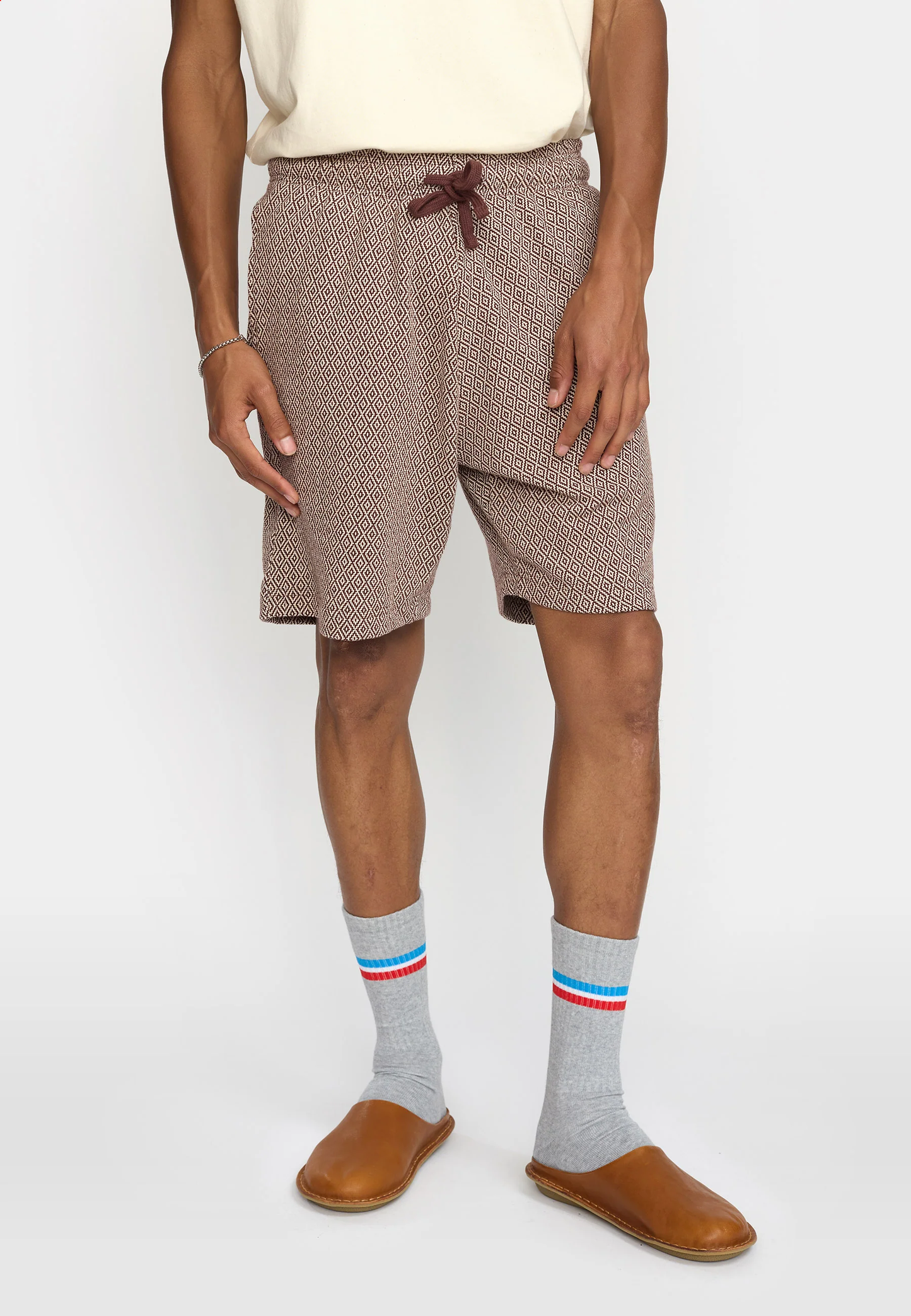Revolution | Le short extensible Jaquard - Marron