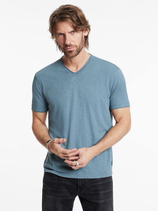 John Varvatos | T-shirt à col en V ''MILES''  - Bleu Acier