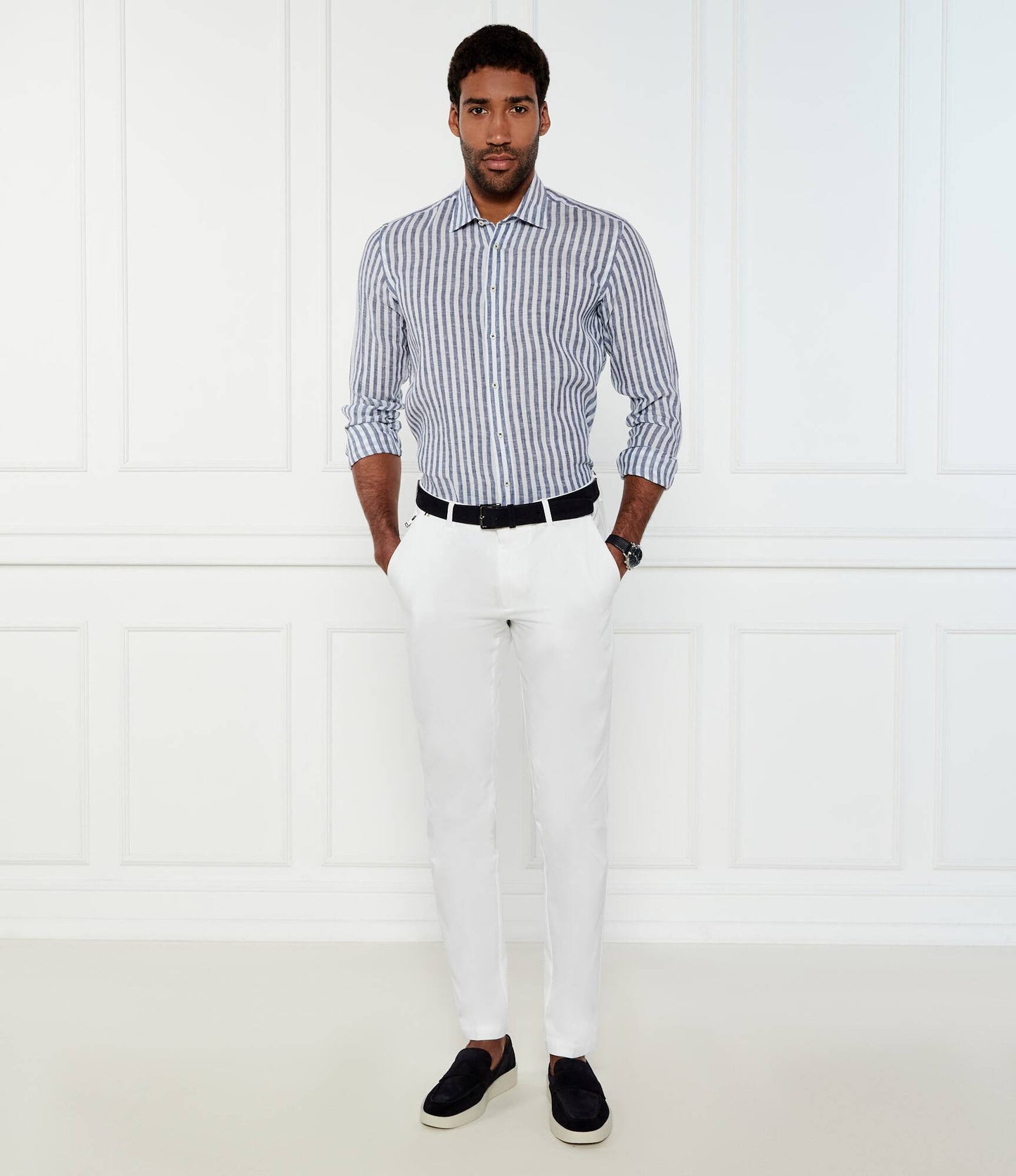 SAND Copenhagen | Chemise en lin ''8104 State soft '' - rayures bleues