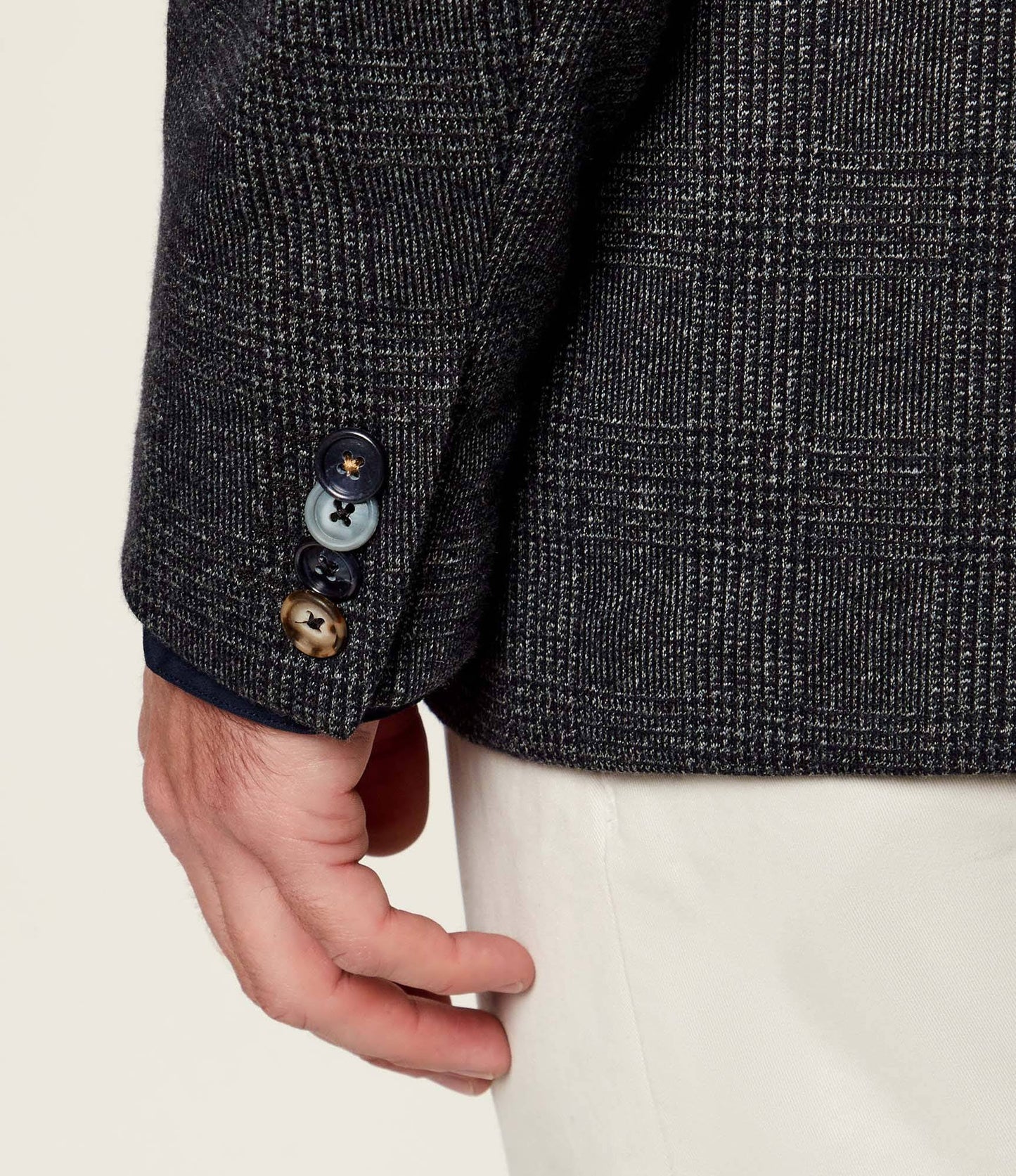 SAND Copenhagen | Blazer en jersey à carreaux Glen « Star Easy 6969 » - Bleu/gris 180