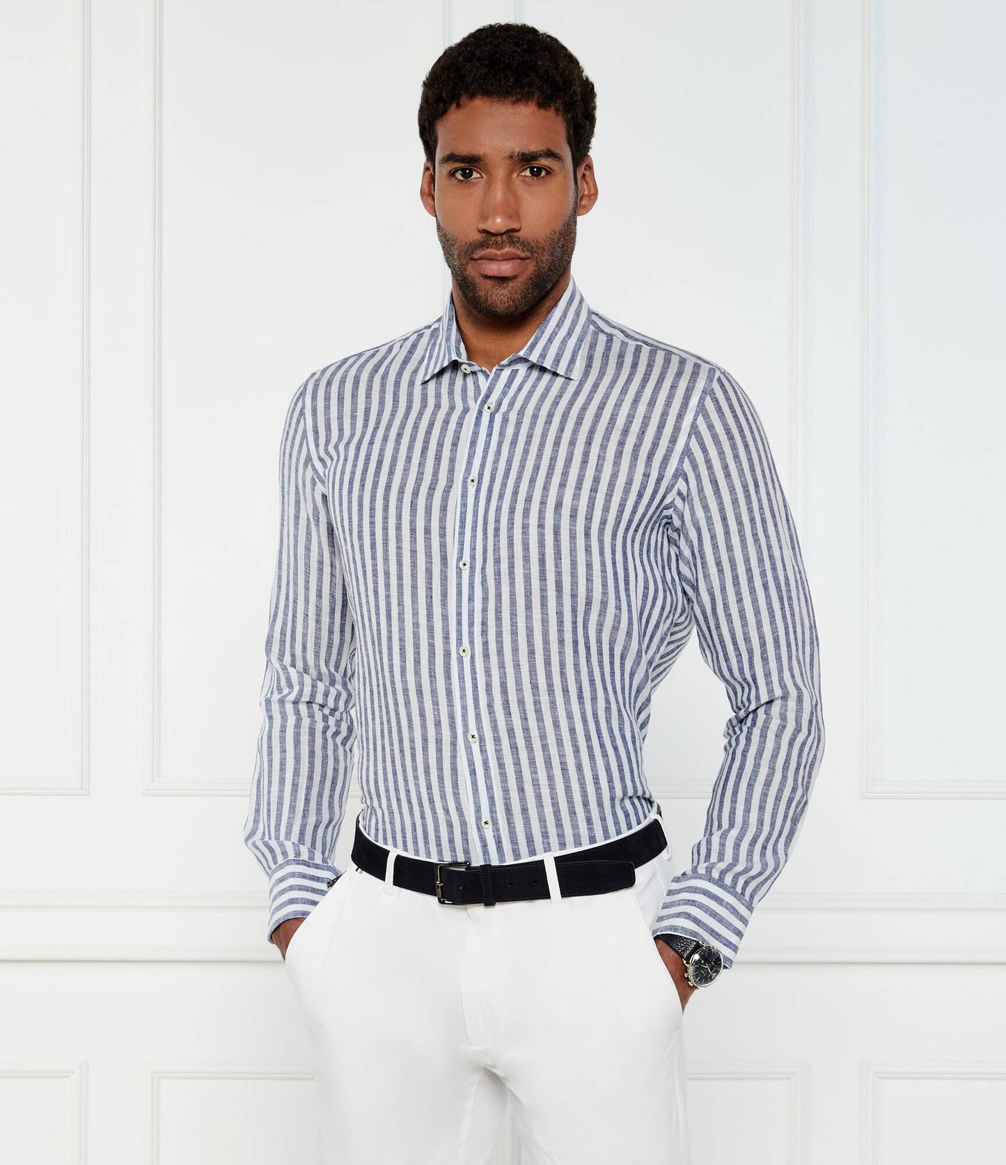 SAND Copenhagen | Chemise en lin ''8104 State soft '' - rayures bleues