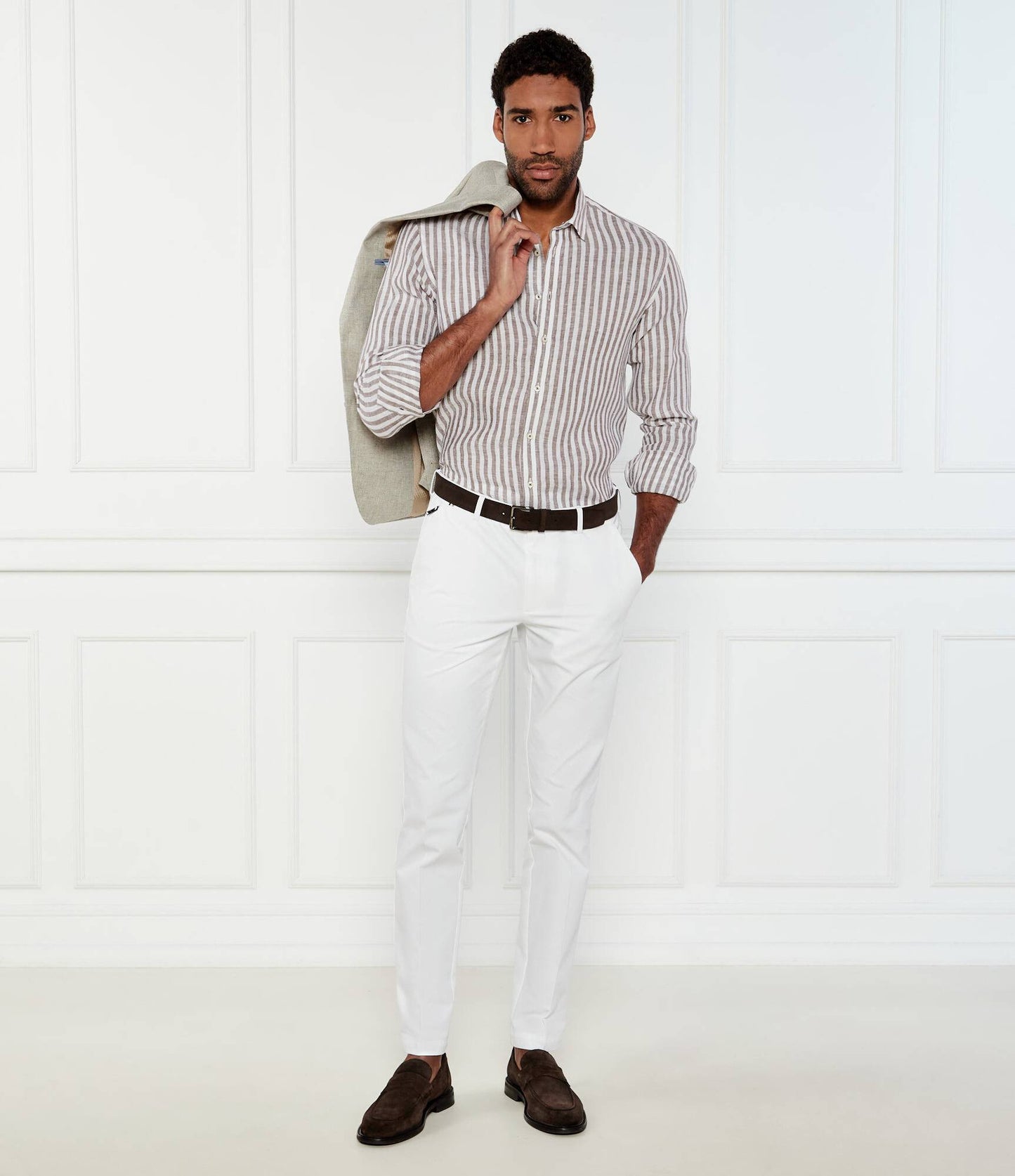 SAND Copenhagen | Chemise en lin ''8104 State soft '' - Rayures marron