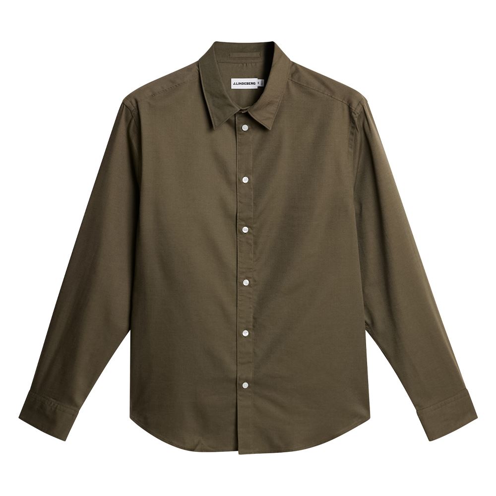J.Lindeberg | La chemise Marlon en coton et Tencel - Vert Kalamata