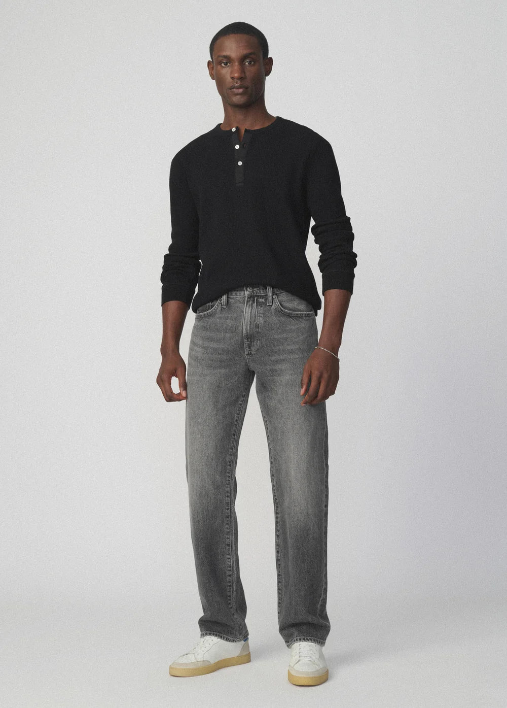 JOE'S | Henley en maille gaufrée - Noir